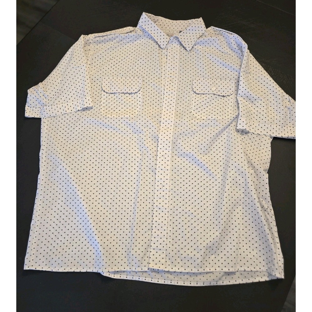 The Men's Store 2XL-Tall Polka Dot Short Sleeve Button-Up Shirt‎ Cotton Blend